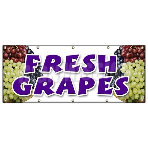 Signmission FRESH GRAPES BANNER SIGN organic picked white purple red green local B-120 Fresh Grapes - main